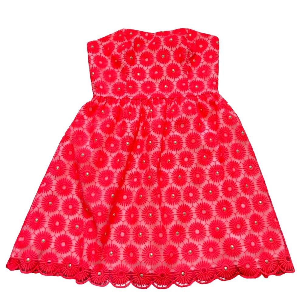 Summer Sale ☀️ Lilly Pulitzer Peyton Strapless Pink Eyelet Fit & Flare Mini Dres